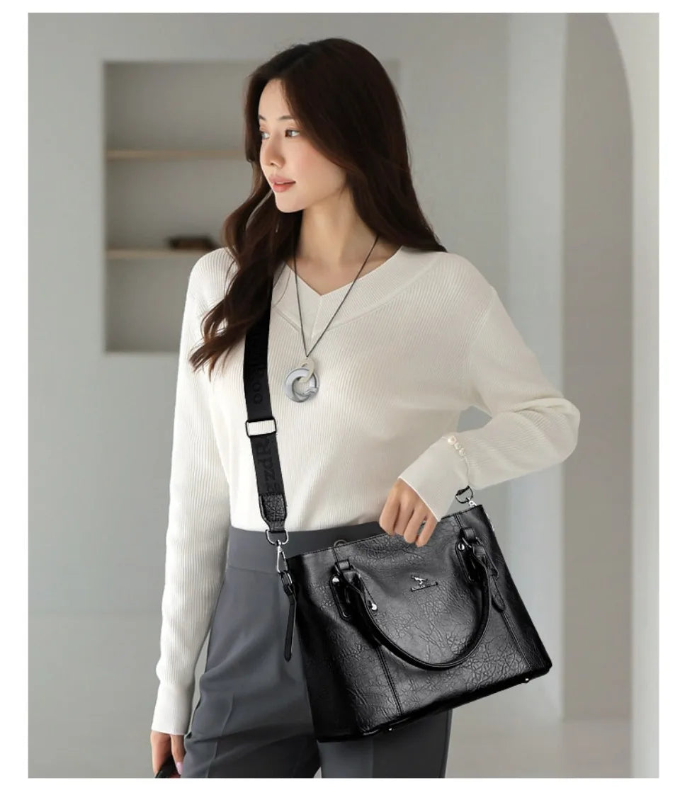Genuine Brand Soft Pu Leather HandBags Designer Top-Handle Bags Shoulder Crossbody Bags for Women Large Capacity Casual Tote Sac