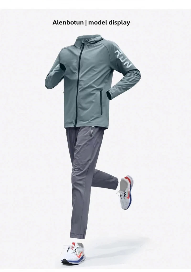 Men's Early Autumn Running Quick-Dry Sportswear Set Varying Weather Cycling Jacket Fitness Casual Athletes Training Outdoorwear