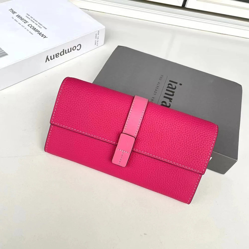 Luxury Genuine Leather Women Long Wallet Custom Name Female Card Holder Clutch Bag Fashion New Personalize Initials Purse Wallet