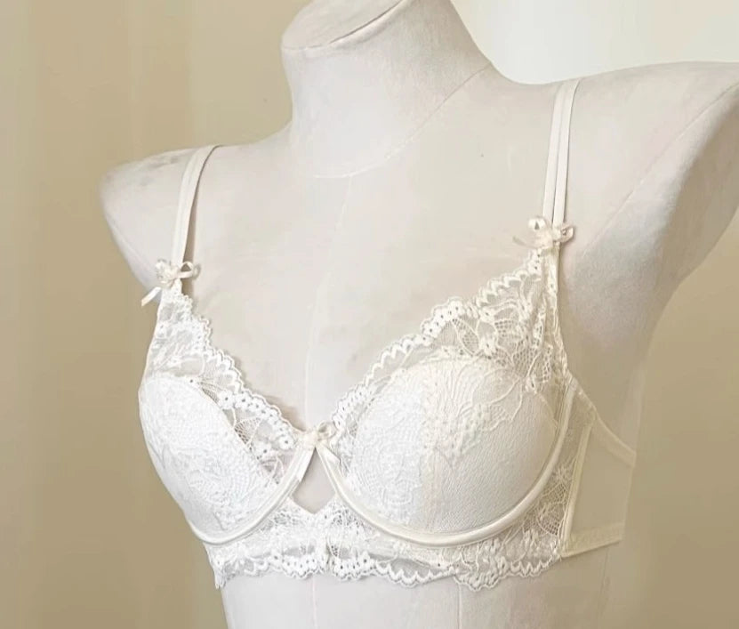 YUQI Sensual Lace Bra Women's Summer | French Pure Lingerie Thin Bra, Breathable Comfort Light Support | Sexy Underwear Top Set