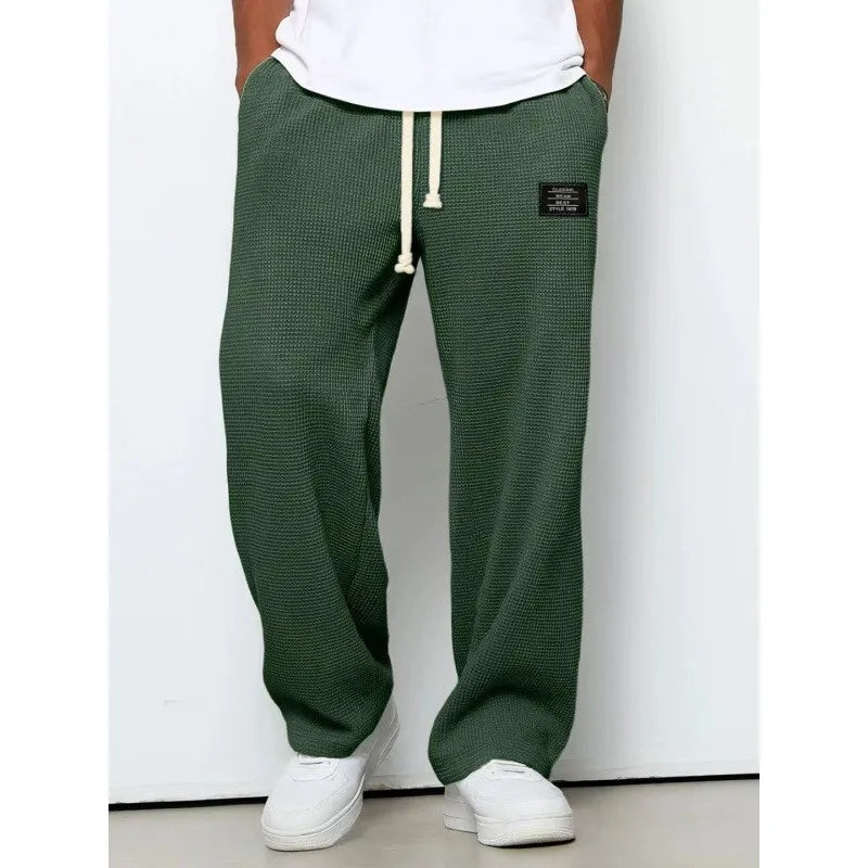 Straight‑Leg Sweatpants  European & American  Trendy Brand Draping Wide‑Leg Casual Sports Long Pants