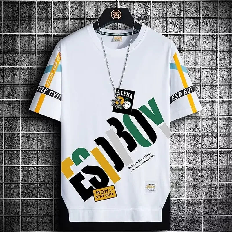Summer  Fashion Short Sleeve Tops Tees Men 2024 New Men's T Shirt Casual Harajuku Men Clothing Print Graphics T Shirts Men