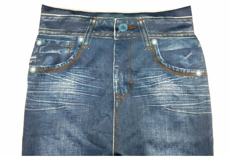 2025 Slim Women Workout Leggings Faux Denim Jeans Leggings Fashion Fitness Leggings High Waist Pencil Plus Size Pants for Women