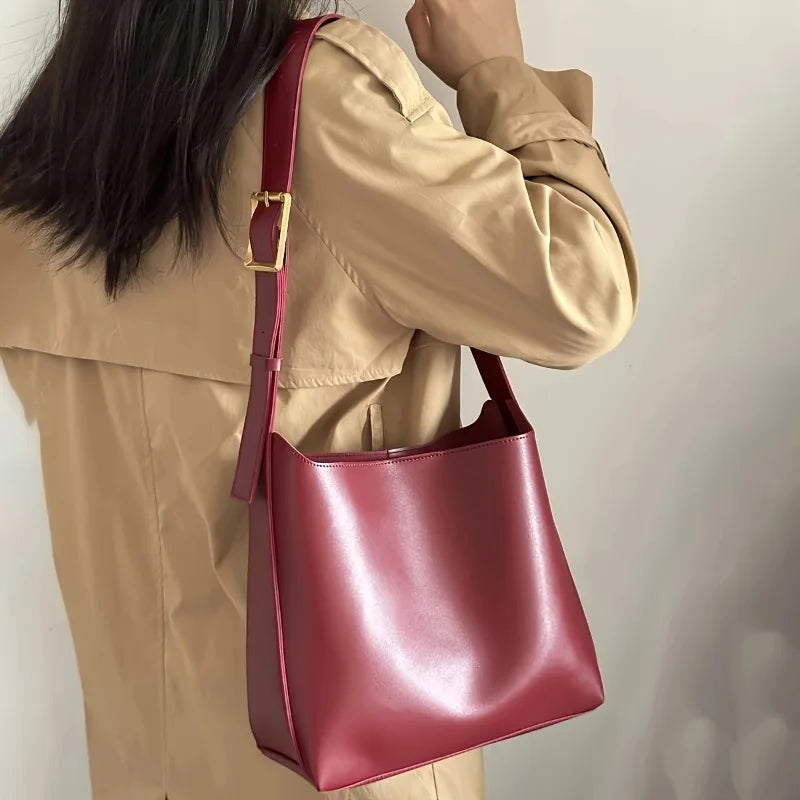2 Pcs Large Capacity Handbag with Adjustable Shoulder Straps, Magnetic Closure, Simple and Casual Single Shoulder Crossbody Bags