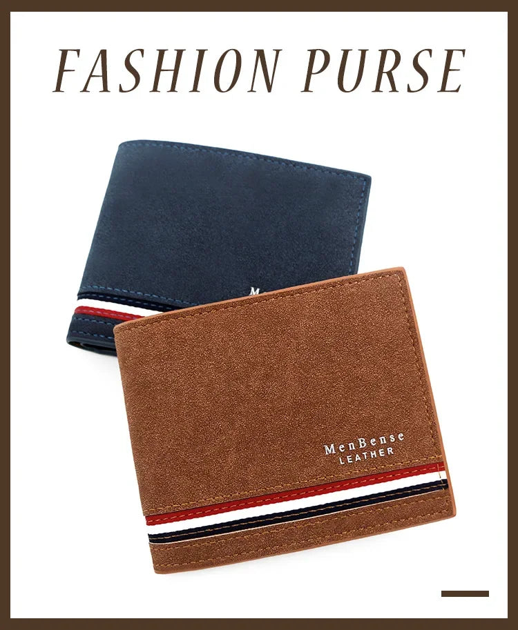 Luxury Men's Short Wallet - High Quality PU Leather Purse, Bifold Zipper Coin Pocket & Slim Card Holders with Money Clip
