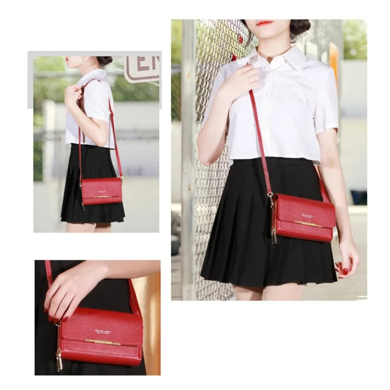 2026 New Korean Style Women Long Wallet Large Capacity Multi Functional Clutch Purse Coin Pocket Shoulder Crossbody Bag For Dail