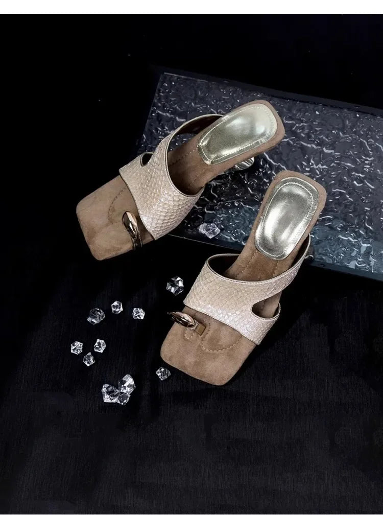 French Fairy Tale Style Metal Buckle Wedge Heel Soft Bottom Fashionable Sandals Women Summer New No Fatigue Slip-On Shoes