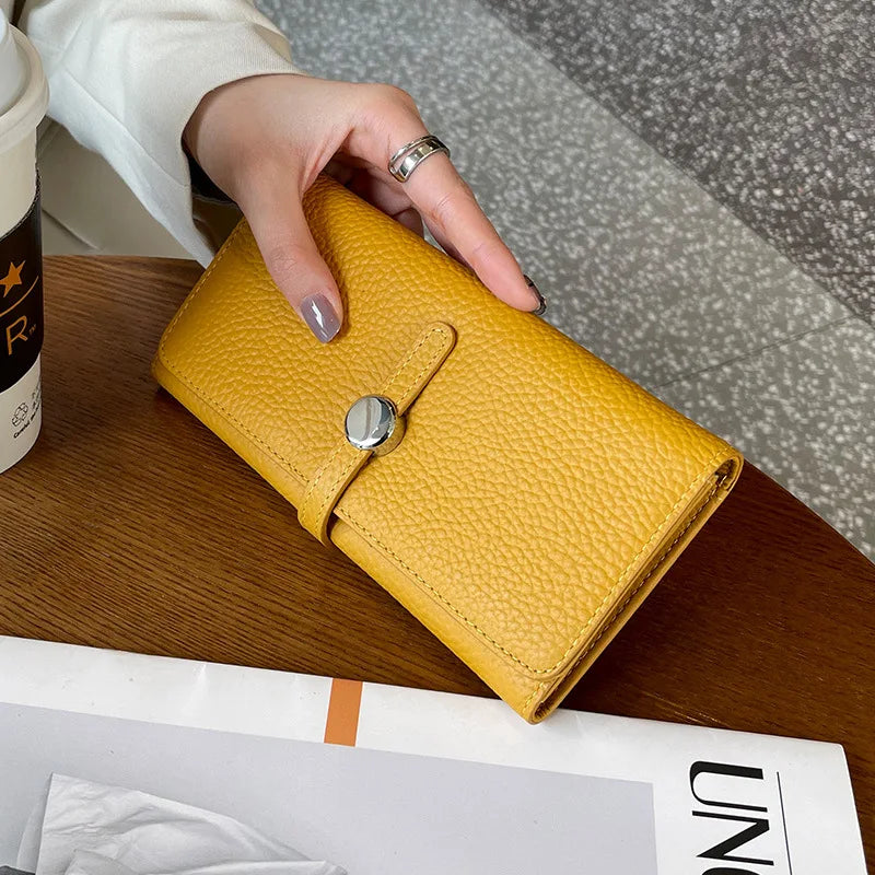 Genuine Leather Wallet Women Long Clutch Fashion Luxury Brand Ladies Purses Card Holder Zipper Coin Pocket High Quality Billfold