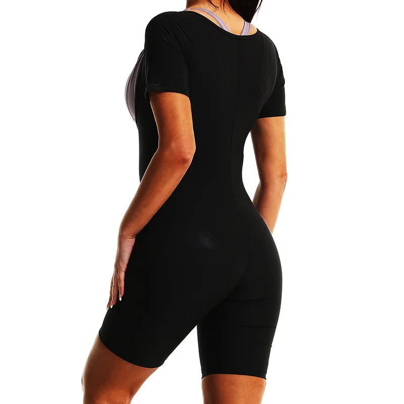 Women Compression Bodysuits Shapewear Sauna Suits Sweat Body Shaper Gym Fat Burning Waist Trimmer Belly Weight Loss Sportswear