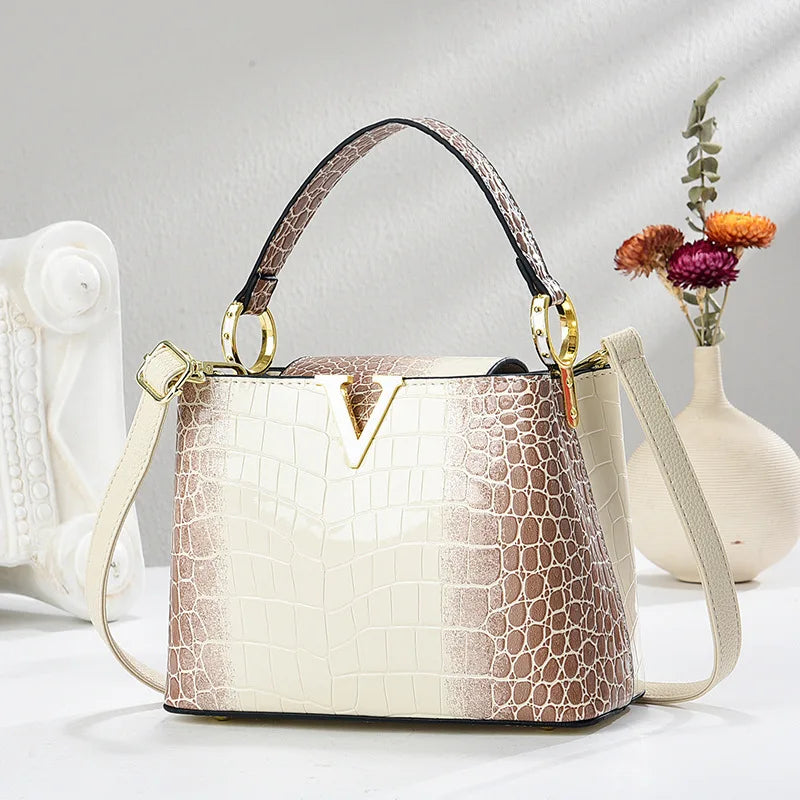 Gradient Color Women's Shoulder Bag PU Leather Crossbody Bag Handbag Female Casual Shopping Women's Fashion Small Square Bag