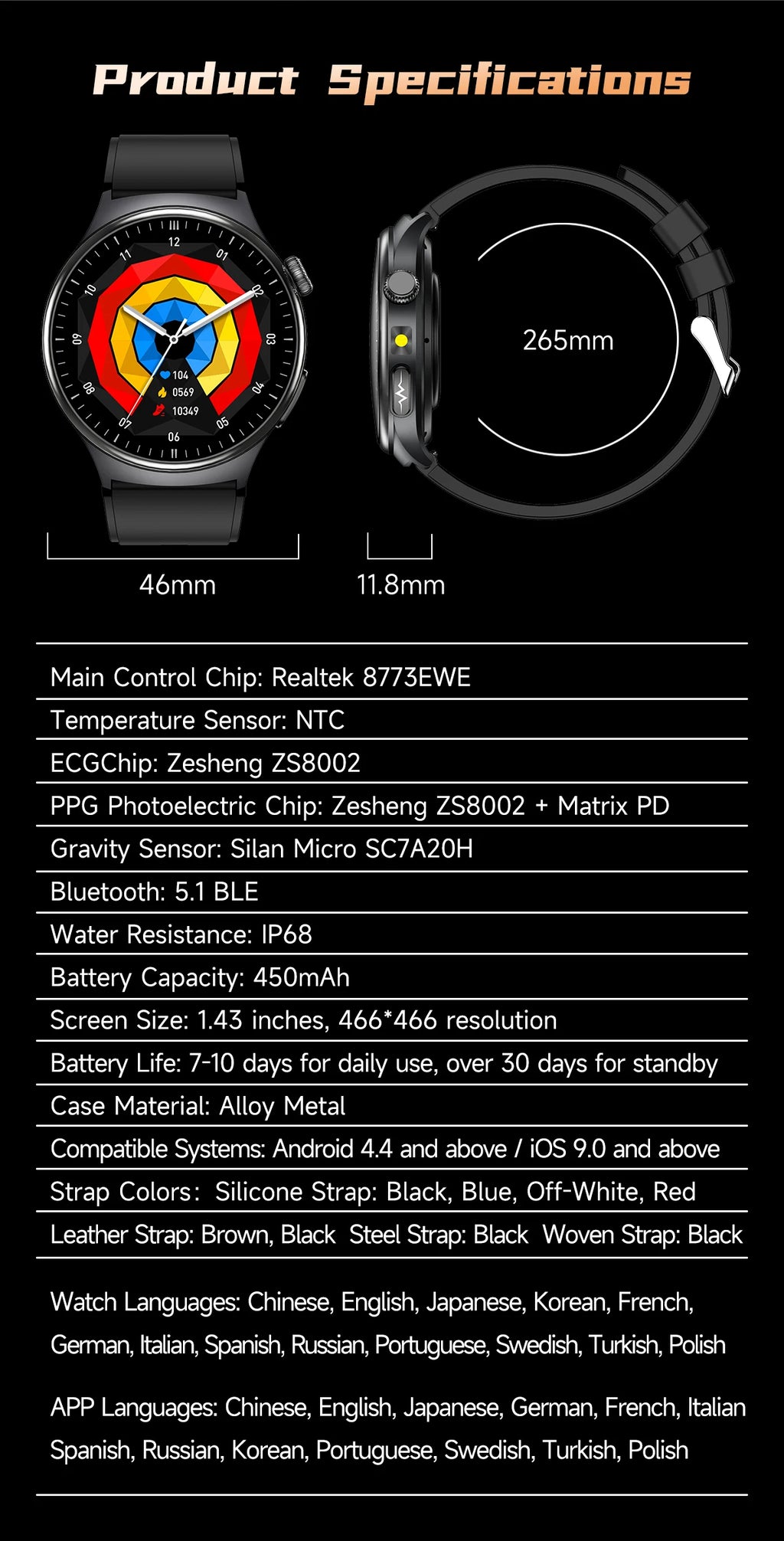 TK27 Men Smart Watch AMOLED ECG Health Monitoring Outdoors Flashlight Bluetooth Calling Sports Fitness Tracker Smartwatch