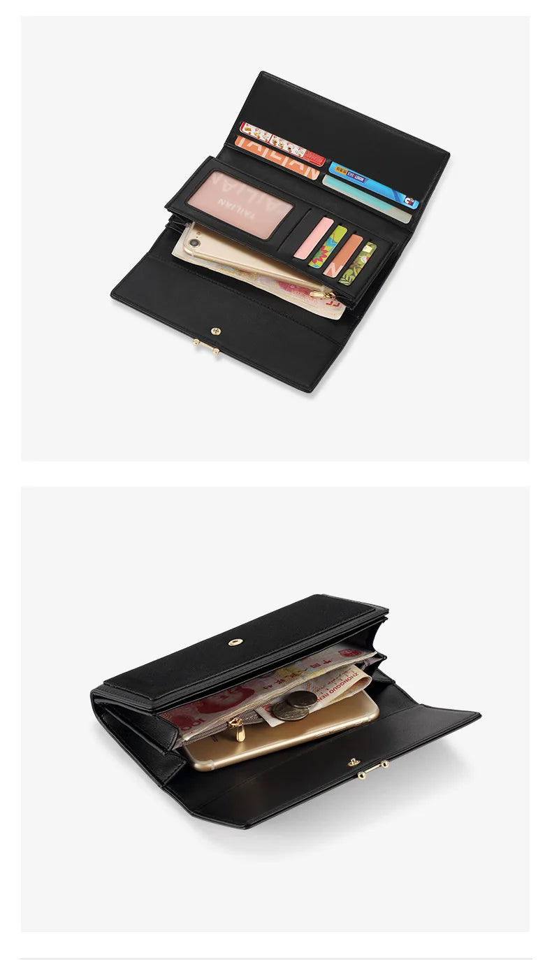 Women Pu Leather Long Wallet Trendy Classic Envelope Clutch Large Capacity Card Holder Cash Phone Purse High Quality