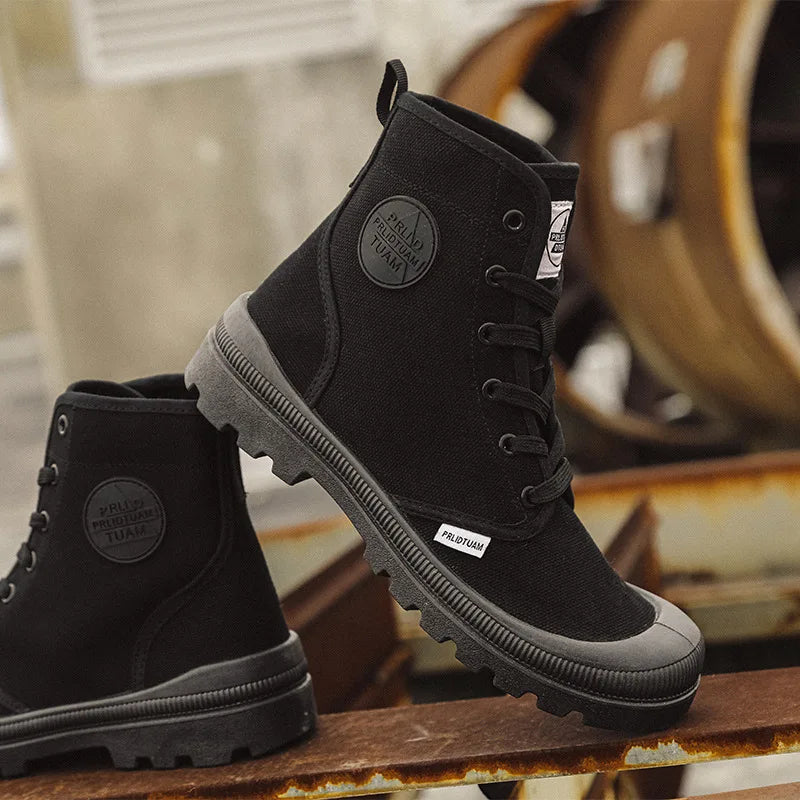 Canvas Shoes Men Boots Leisure High Top Ankle Boots Male Flat Footwear Military Boots Couple Shoes Casual Spring Autumn Boots