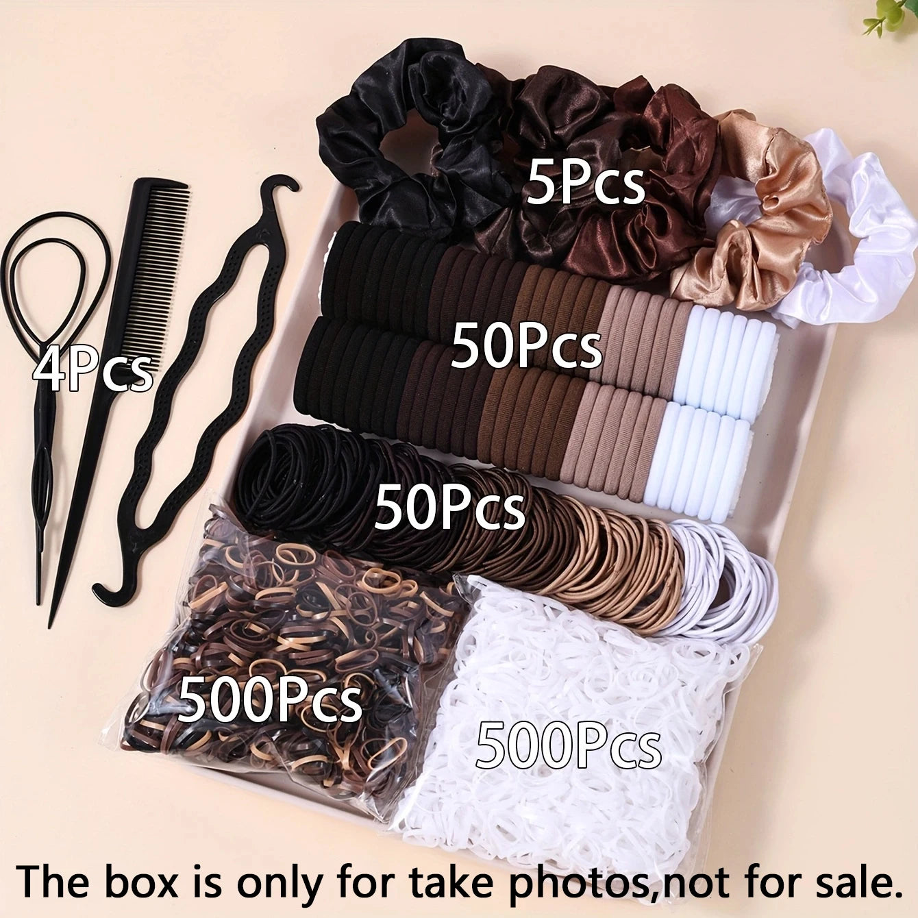 Women Dark Hair Accessories Set Elastic Seamless Ponytail Scrunchies Small Rubber Bands Fashion Hair Ties Headbands