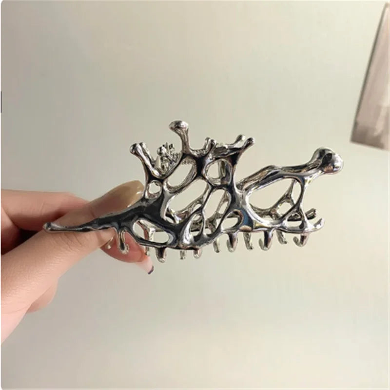 Fashion Gothic geometric metal hair clip shark women's hair clip: anti slip grip, suitable for all hairstyles