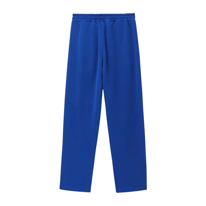 Spring and Autumn New Jacquard Long Pants Single breasted Patchwork Loose Large Casual Pants Versatile Sanitary Pants