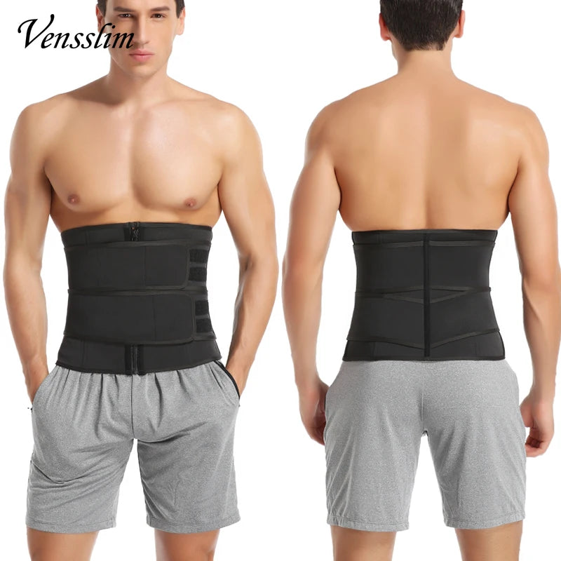 Vensslim Men Workout Waist Trainer Tummy Control Belt Slimming Sauna Body Shaper Trimmer Abdomen Shapewear Weight Loss Corset