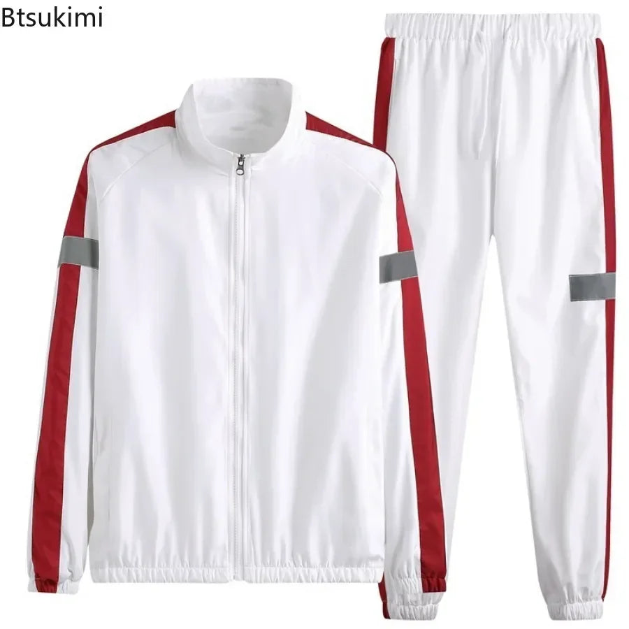 2026 New Men's Casual Sets Men Tracksuit Oversized Trend Patchwork Design Hooded Jacket+pants Two-pieces Men Running Sports Suit