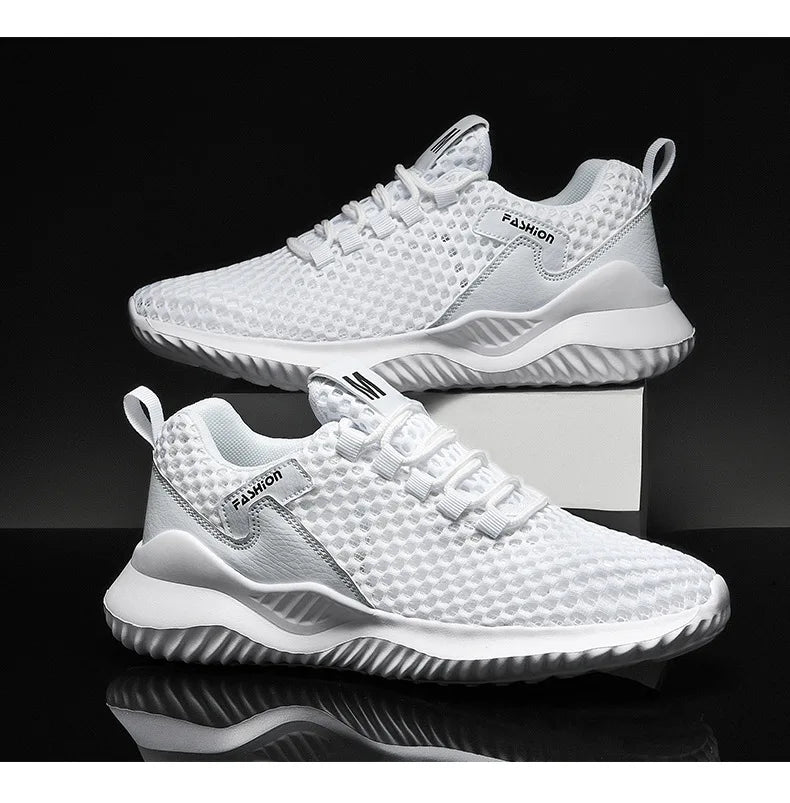New White Mesh Sneakers Man Casual Shoes Breathable Summer Sneakers Men Shoes Outdoor Walking Sneakers Lightweight Tennis Shoes