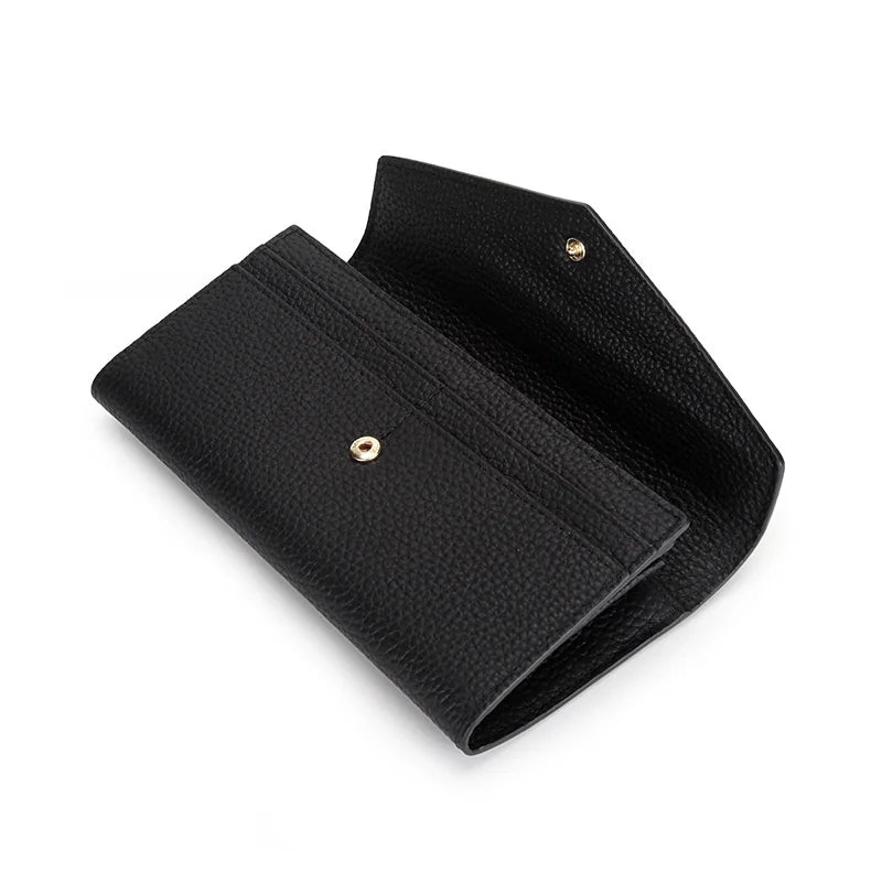 Ladies Genuine Leather Long Wallet Women's Large Capacity Clutch Wallet Envelope Multifunctional Mobile Phone Wallet Purse