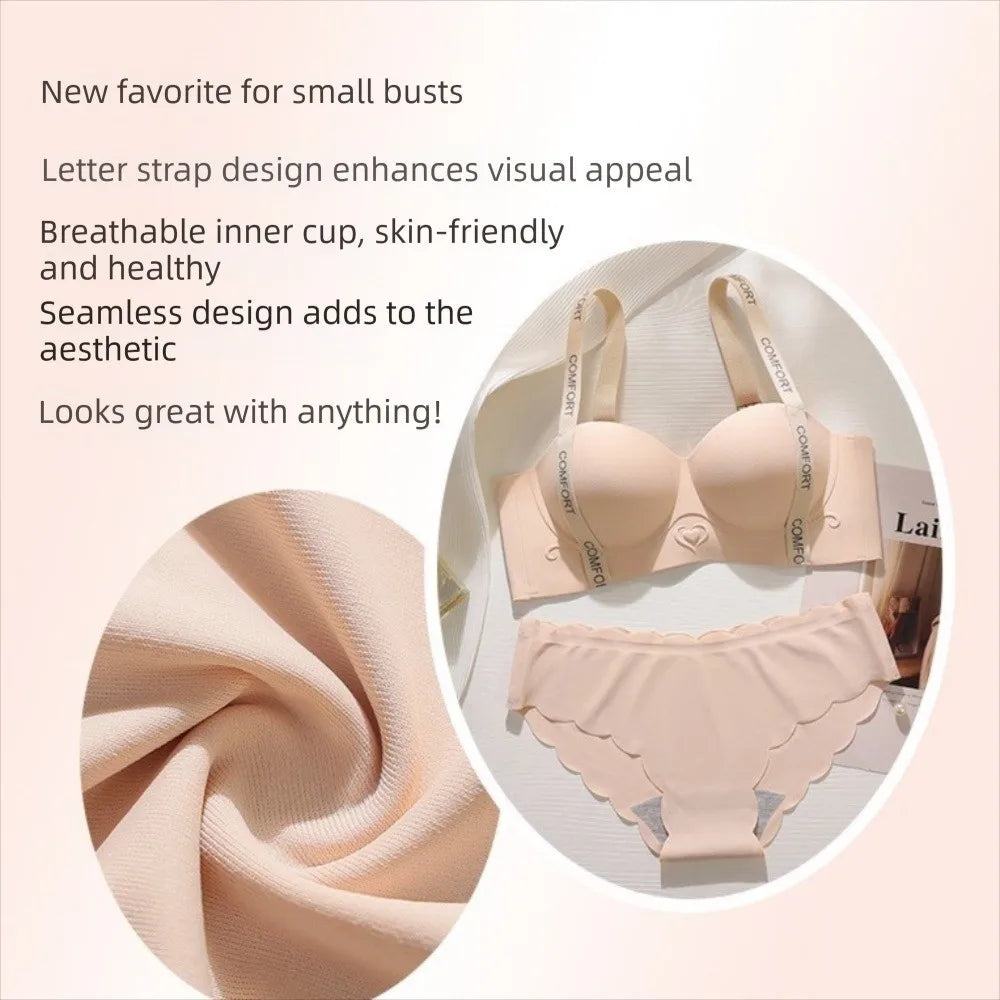 Small Chest Display Letter Shoulder Strap Bra Large Gathering Adjustable Straps Seamless Underwear Medium Thick No Steel Ring