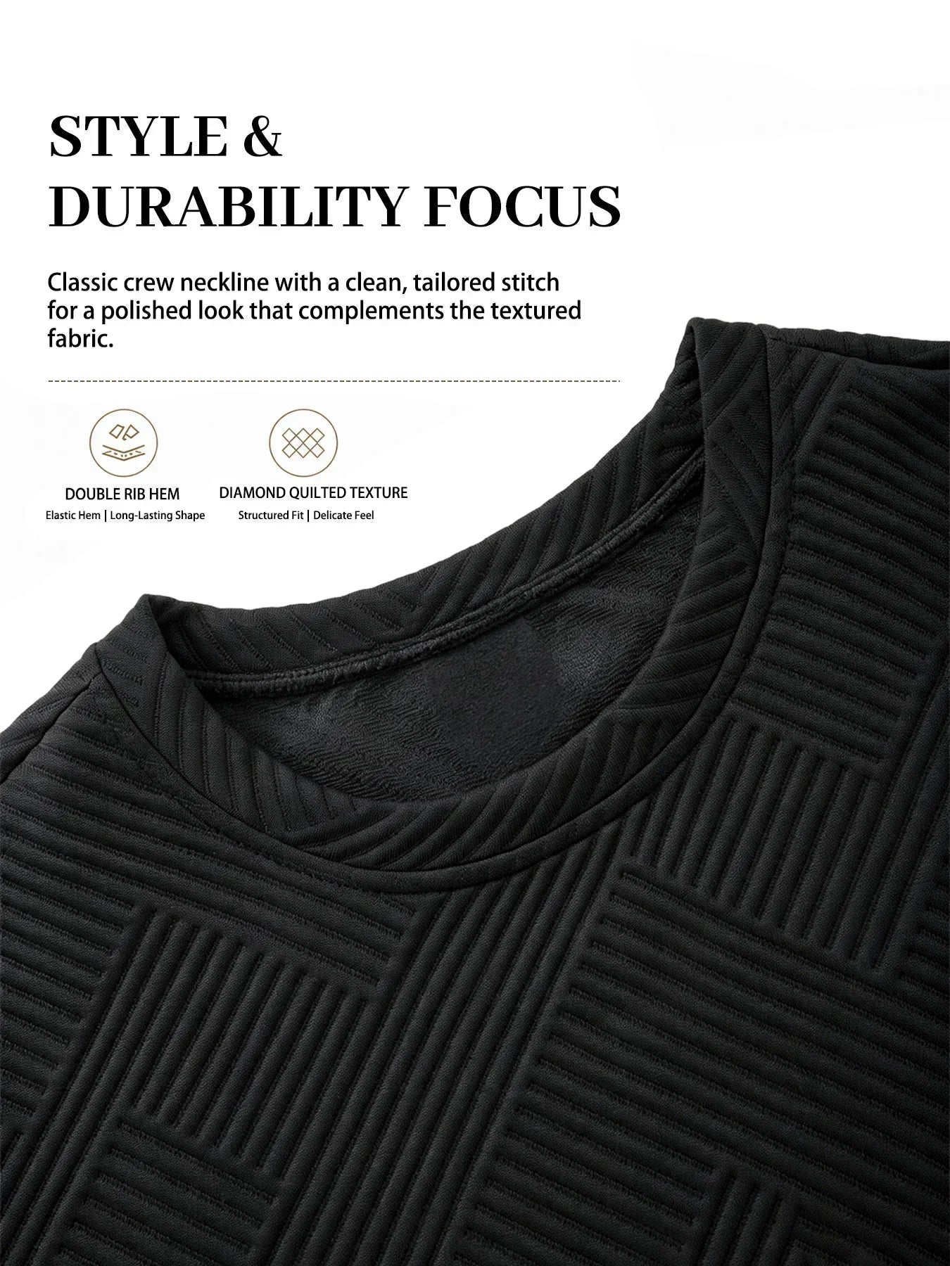 Men's Crew Neck Short Sleeve T-Shirt Diamond Jacquard Textured Breathable Solid Color Casual Summer Basic Tops