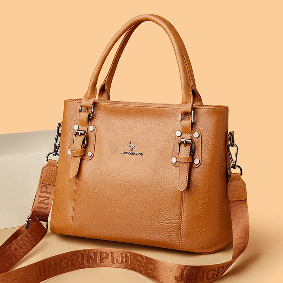 Genuine Brand Soft Pu Leather HandBags Designer Top-Handle Bags Shoulder Crossbody Bags for Women Large Capacity Casual Tote Sac