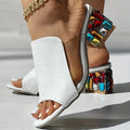 Women Crystal Sandals 2026 New Spring Summer Open Toe Sandals Square Heels Beach Fashion Sandals Women Sandalias De Mujer