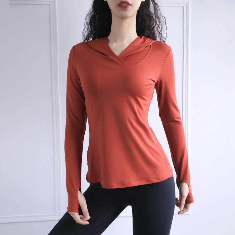 2025 Thumb Hole Quick-Dry Hoodies Women Back Mesh Breathable Fitness Hooded Shirts Woman Loose Fit Casual Sports Wear T-Shirts