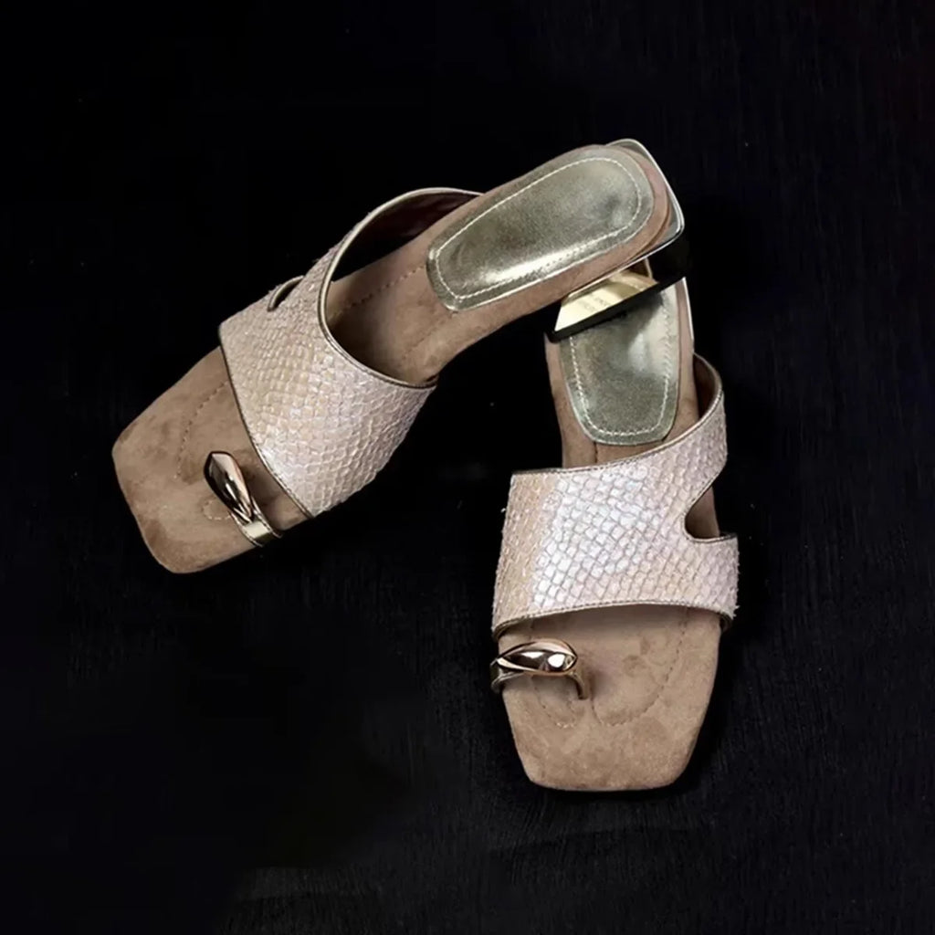 French Fairy Tale Style Metal Buckle Wedge Heel Soft Bottom Fashionable Sandals Women Summer New No Fatigue Slip-On Shoes