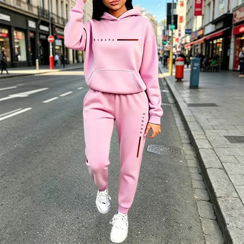 Autumn Winter Women's Clothing 2 Pcs Suits Casual Hooded Sweatshirts Outfits Sports Jogging Sportswear Fashion Woman Pants Sets
