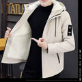 New Trench Coat Men's Solid Color Hooded Jacket Young and Middle-Aged Korean Style Slim Fit Jacket Casual Long Tops Parkas Coats