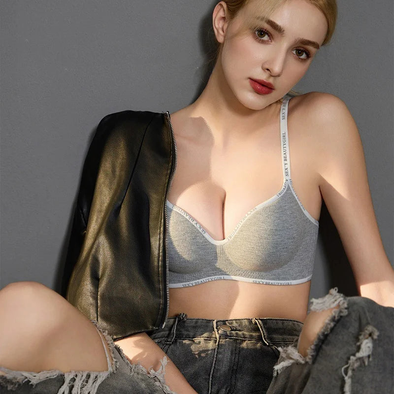 FINETOO Thickened Push-Up Bra for Women No Steel Padded Brassiere Anti-Sagging Underwear Sexy Backless Gather Bralette Lingerie
