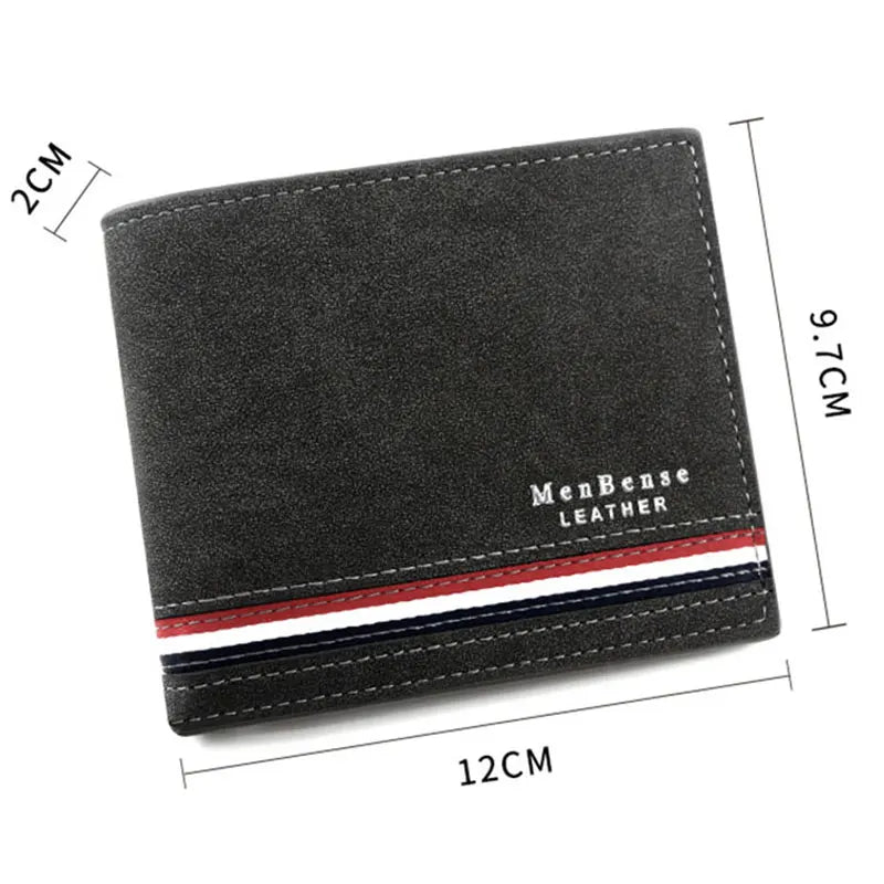 Luxury Men's Short Wallet - High Quality PU Leather Purse, Bifold Zipper Coin Pocket & Slim Card Holders with Money Clip