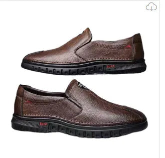 Men's Casual Breathable Leather Surface Shoes Soft Bottom Fashion Business Shoes for Middle-Aged And Elderly Fathers