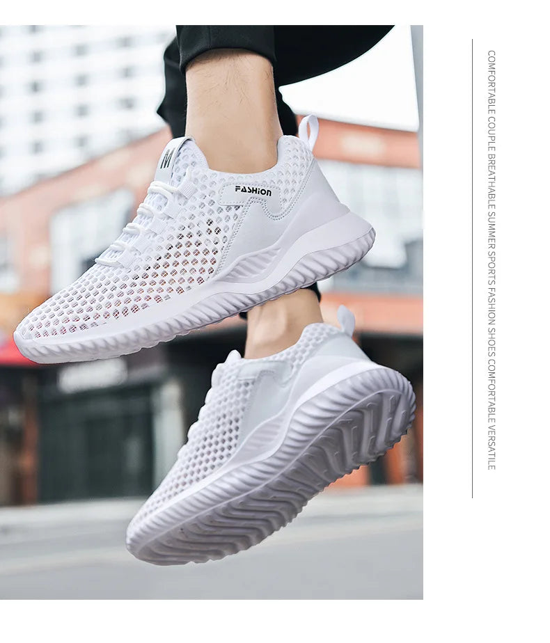 New White Mesh Sneakers Man Casual Shoes Breathable Summer Sneakers Men Shoes Outdoor Walking Sneakers Lightweight Tennis Shoes