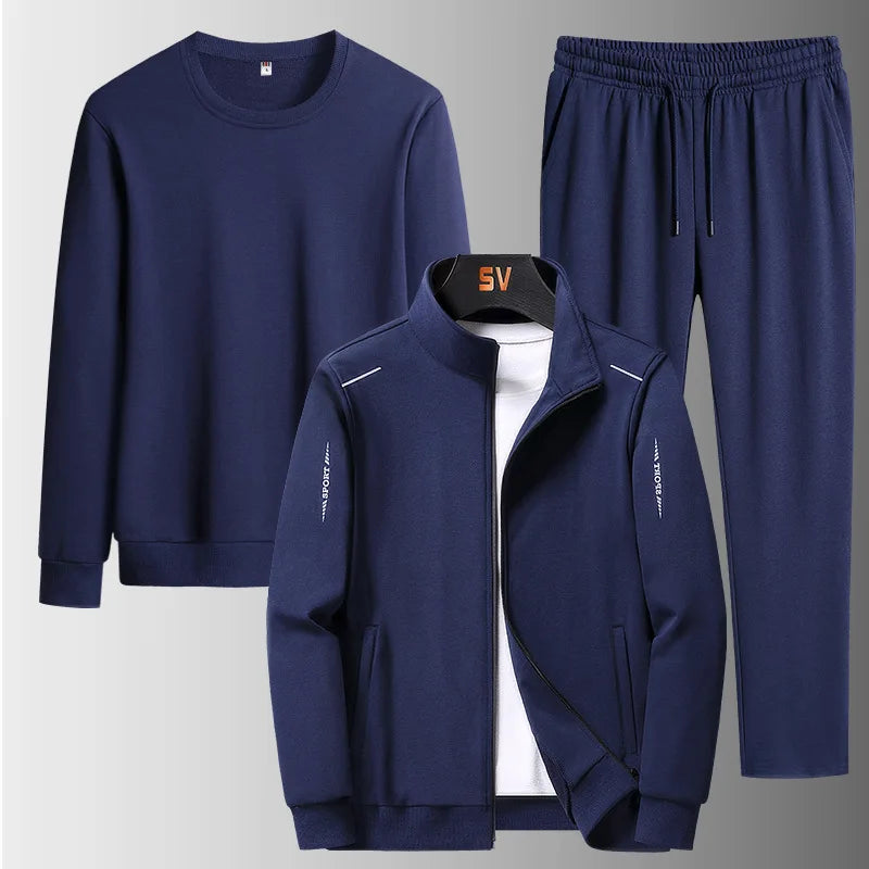 Spring Men's 2025 Sportswear Set Streetwear Casual Outdoor Camping Breathable 3-Piece Tracksuit with Hoodies And Pants Fashion