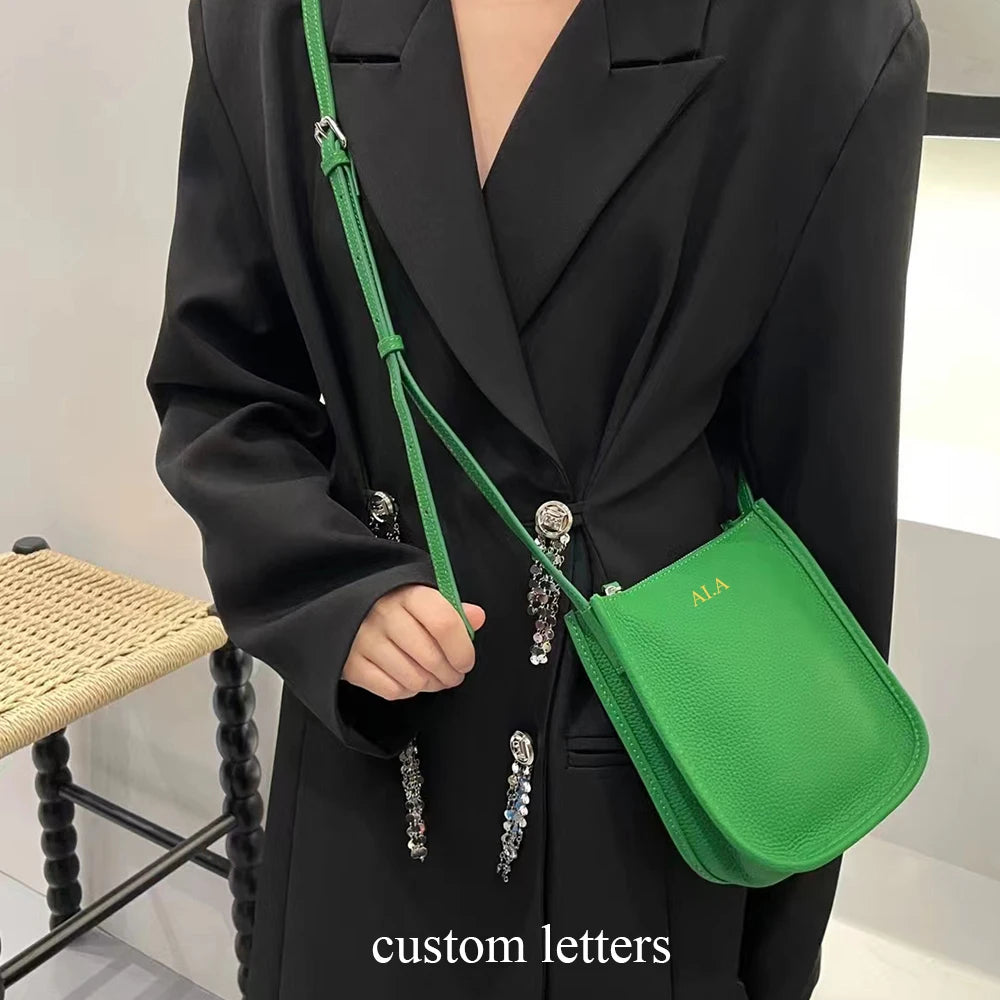 Luxury Genuine Leather Women Long Wallet Custom Name Female Card Holder Clutch Bag Fashion New Personalize Initials Purse Wallet
