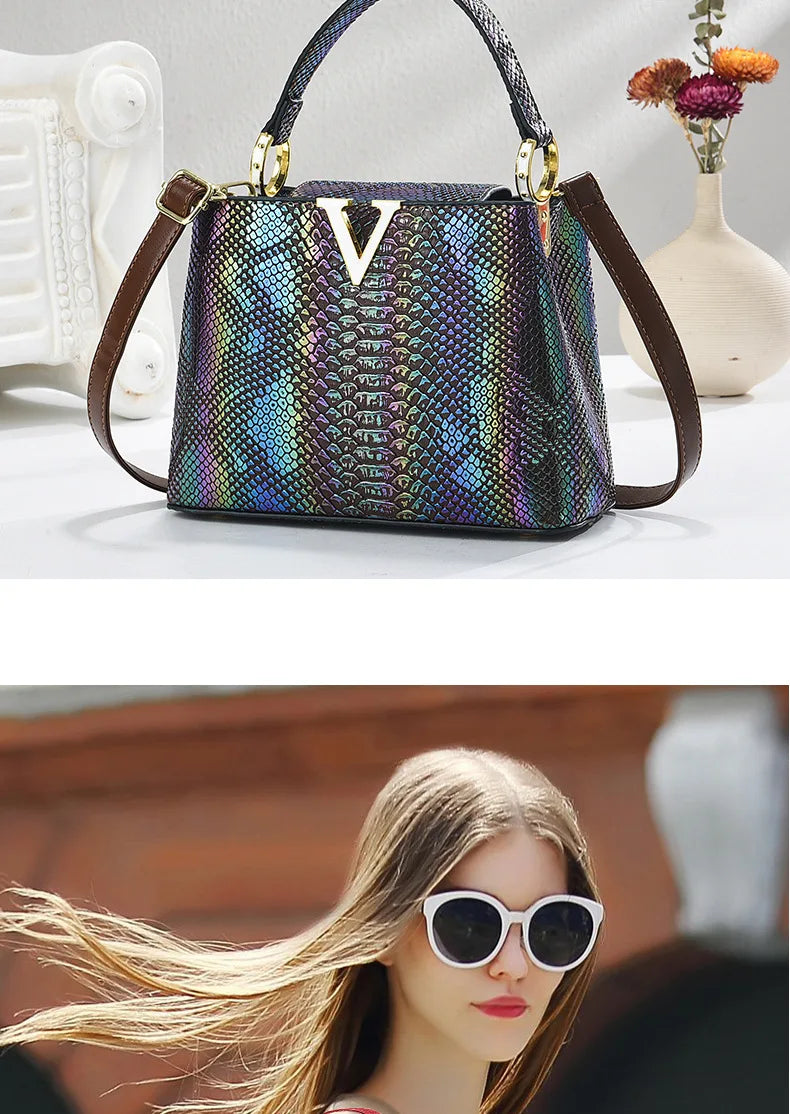 Gradient Color Women's Shoulder Bag PU Leather Crossbody Bag Handbag Female Casual Shopping Women's Fashion Small Square Bag