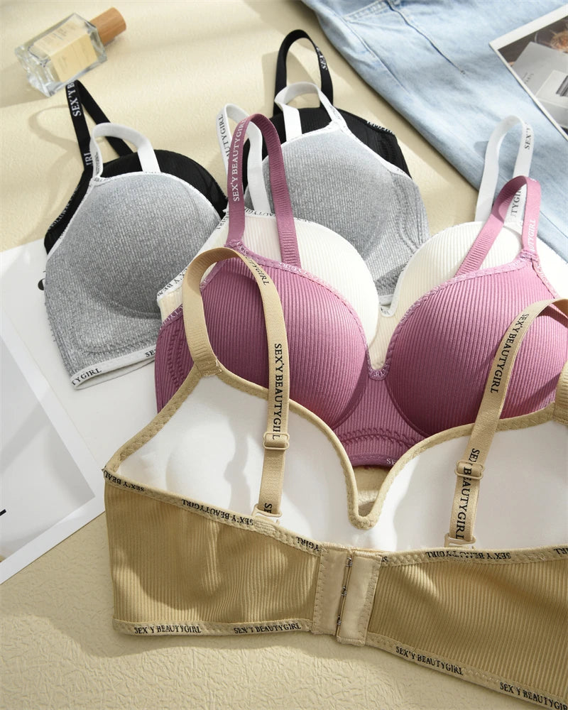 FINETOO Thickened Push-Up Bra for Women No Steel Padded Brassiere Anti-Sagging Underwear Sexy Backless Gather Bralette Lingerie