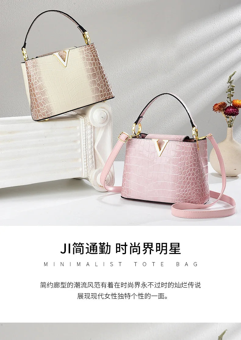 Gradient Color Women's Shoulder Bag PU Leather Crossbody Bag Handbag Female Casual Shopping Women's Fashion Small Square Bag
