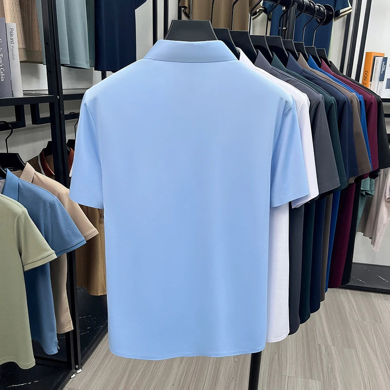 Mens Summer Business Short Sleeved Shirt Seamless Construction High Stretch Easy Care for AllDay Comfort