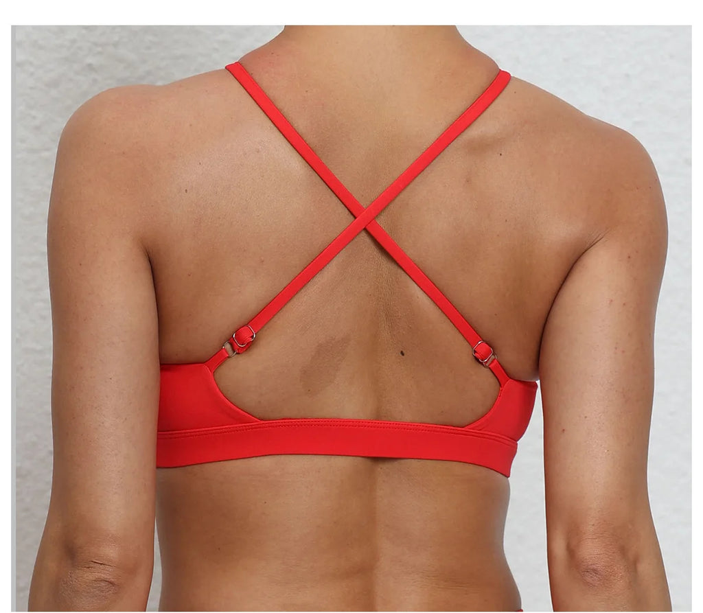 Cross Strap Halter Sports Bra Women's Yoga Pilates Workout Top Hollow Out Quick Dry Fitness Bralette