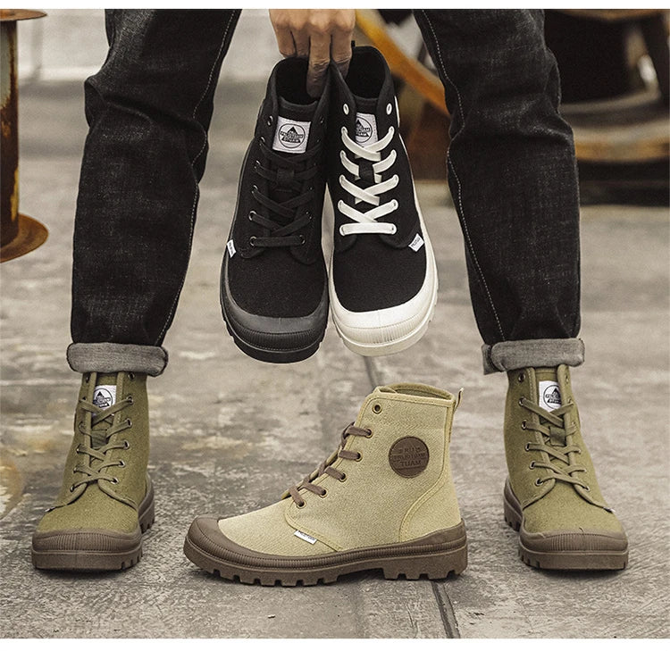 New Fashion High-top Mens Boots Outdoor Comfortable Mens Casual Boots Jungle Mountaineering Men Shoes Wide Bottom Platform Boots