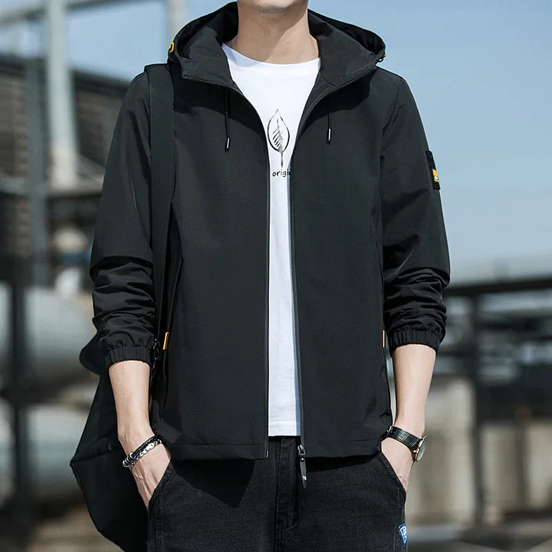 NewMen Long Sleeve Hip Hop Streetwear Coats Spring Men's Bomber Jackets Fashion Korean with Hood Golf Windbreaker Aviator Jacket