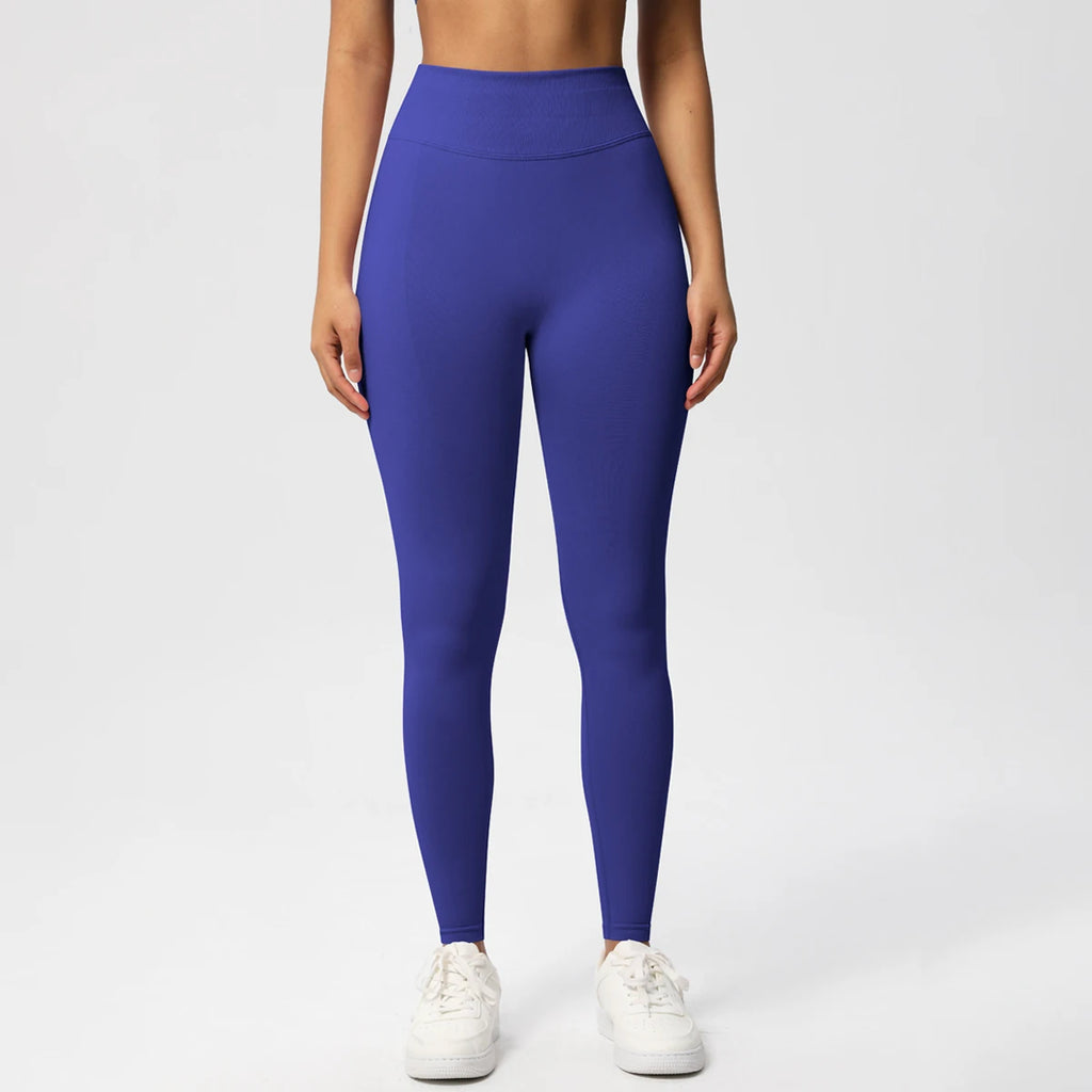 Women's Solid High Waist Sports Leggings, HighStretch Seamless Yoga Leggings, LadiesSportswear for Indoor Outdoor Wear