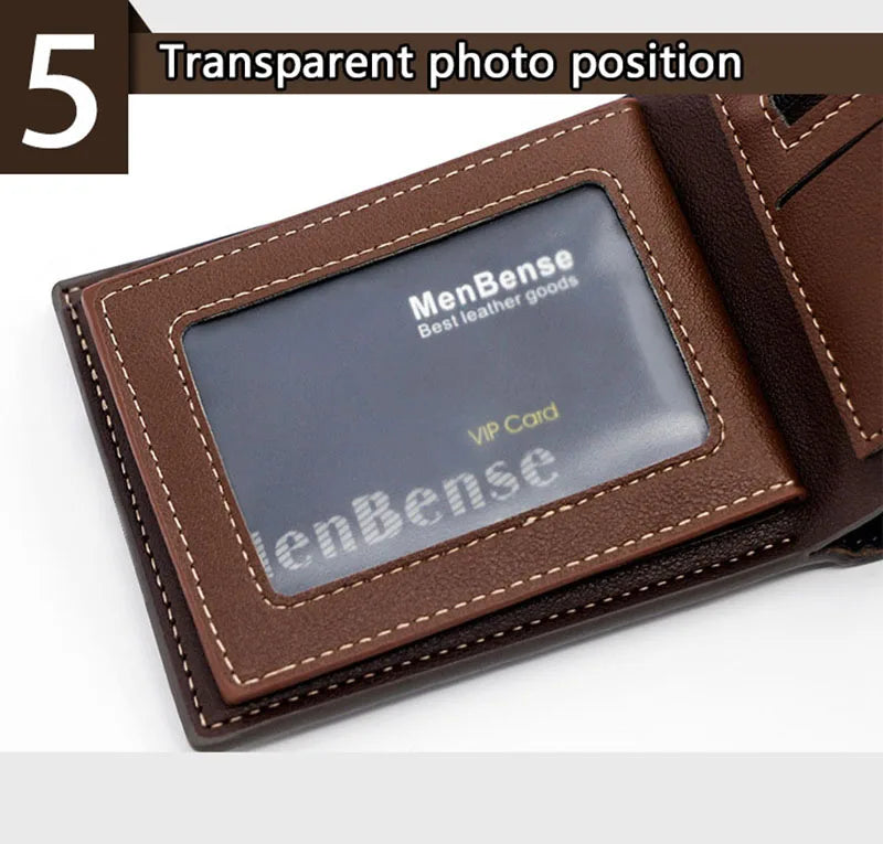 Luxury Men's Short Wallet - High Quality PU Leather Purse, Bifold Zipper Coin Pocket & Slim Card Holders with Money Clip