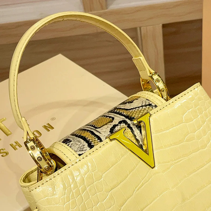 Luxury Designer Brand New High Quality Leather Snake Crocodile Handbag Women's Fashion Shoulder Crossbody Bag Bolsos De Mujer