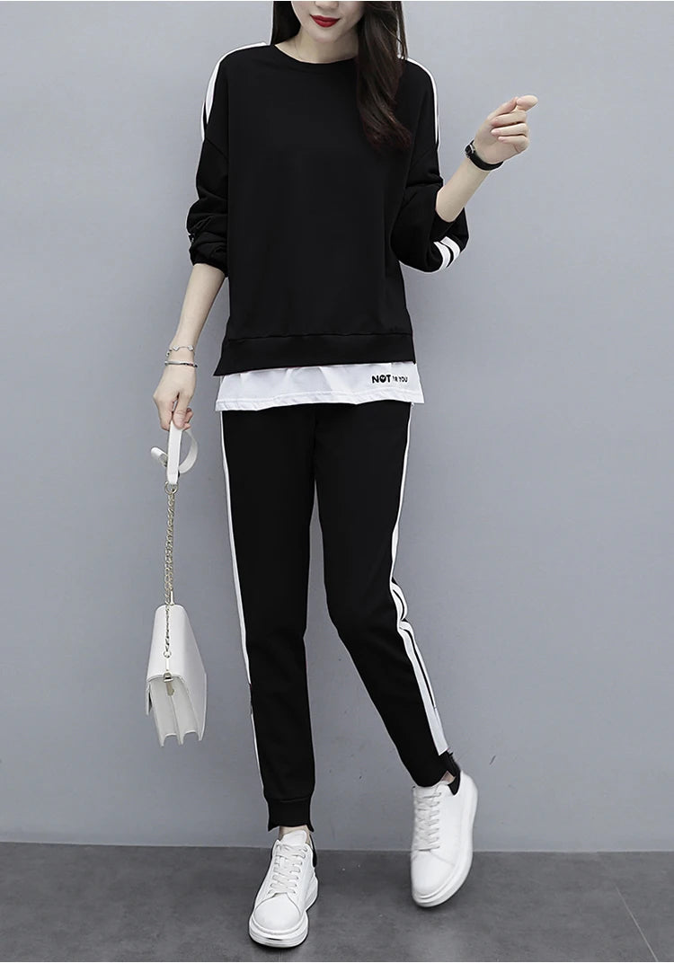 Casual Sportswear Set for Women Spring Autumn New Style Loose Fashionable Large Size Trendy Sweatshirt Best Friend Outfit