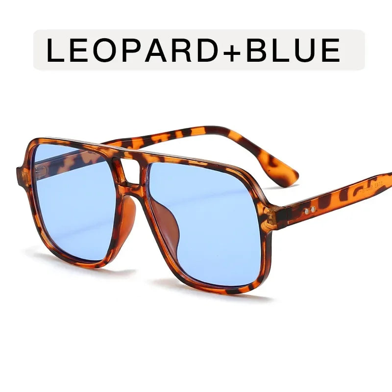 Vintage Double Bridge Square Pilot Sunglasses Women For Men Sun Glasses Punk Oversized Big Frame Luxury Brand Designer Shades